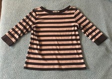 CATO Women's 3/4 Sleeve Blouse Black and Gray Stripes picture