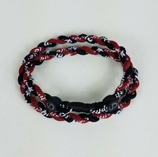 PHITEN Tornado Sports Braided Rope Titanium Necklace (Red & Black) 20.5