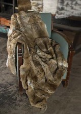 100% Genuine Real Rabbit Fur Throw Soft Bedspread Blanket 55in×63in Straw yellow picture