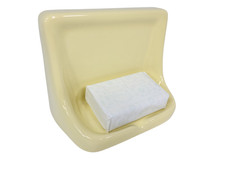 Saffron Yellow Ceramic Soap Dish Tray Holder Drain Lip Vintage Classic Color 211 picture