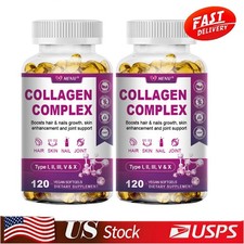 2x Collagen Peptides Types I, II, III, V, X 2000mg Pills Anti-Aging Skin Capsule picture