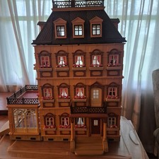 PLAYMOBIL VICTORIAN MANSION DOLLHOUSE 5300 + 7411 EXPANSION FLOOR FURNISHED NICE picture