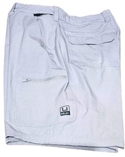 Huk Performance Fishing Mens Cargo Fishing Shorts Lite Gray Plain Front-(L) New picture