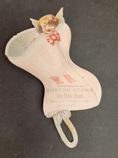 1890 antique M M CORSET scranton pa TRADE CARD victorian diecut ANGEL dry goods picture