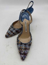 Manolo Blahnik Blue Size 6 Boucle Slingback Heels picture