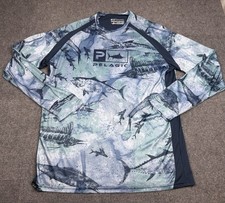 Pelagic Vaportek Fishing Shirt Mens Sz XL Blue Fish AOP Ventilated UPF 50+ picture
