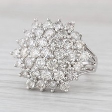 2.30ctw Diamond Cluster Ring 18k White Gold Cocktail Size 7 Vintage Estate picture