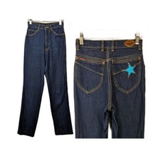 Vintage 1970s Brittania Dark Wash High Waisted Straight Leg Jeans Star Pocket picture
