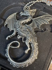 Flying Dragon Necklace, Large Dragon Necklace, Vintage Dragon Necklace picture