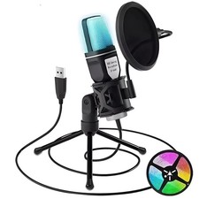 USB Condenser Microphone for PC, Laptop RGB Gaming Mic for Streaming, Podcast picture