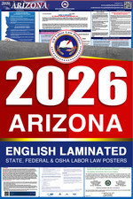 2026 Arizona AZ LABOR LAW POSTER (Federal & State) English Laminated picture