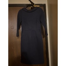 Boden Navy Blue Thick Quilted Collar Pockets Fall/Winter Midi Dress picture