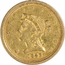 1843-O $2.50 Gold Liberty Head Small Date EF Uncertified #335 picture