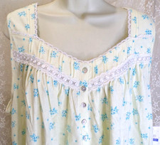 NWT Eileen West X-Large Cotton Knit Nightgown Sleeveless Gown Yellow/Blue E60062 picture