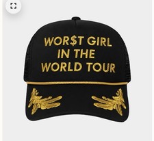 Slayyyter Trucker Hat Wor$t Girl in the World Tour Black Yellow Official Cap NEW picture