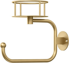 STWWO Hand Towel Holder, Towel Ring with Shelf, Gold picture