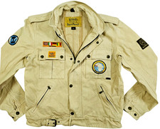 HOT VTG Men's BELSTAFF @ BLACK PRINCE GANGSTER BIKER LINED BEIGE CANVAS Jacket L picture