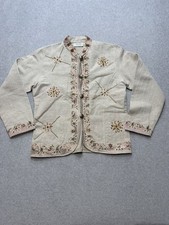 FLASHBACK COUTURE Womens Embroidered Beaded Jacket Beige Multicolor Mandarin picture