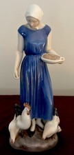 Vintage Bing & Grondahl #2220 Girl Feeding Chickens Porcelain Figurine-Denmark picture