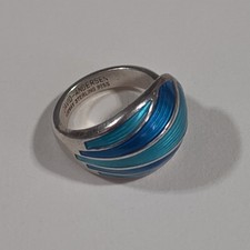 Vintage David Andersen Norway Sterling 925S Blue Turquoise Guilloché Enamel Ring picture