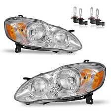 Headlights For 2003-2008 Toyota Corolla Chrome Headlamps with Bulbs Left&Right picture