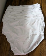 NWOT 6 Pairs Hanes 100% Cotton Briefs  White Women's Size 6 Open Package  picture