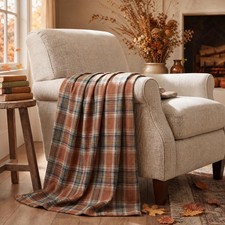 Rust Plaid Fall Decorative Throw Blanket 50x60 | Rustic Farmhouse Soft picture