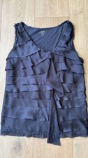 Ann Taylor LOFT Ruffled Tank Top Size LP Navy Blue picture