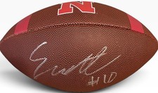 Nebraska Cornhuskers Emmett Johnson Signed Brown Logo Football Beckett Certified picture