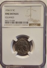 1936 D Buffalo Nickel / NGC Fine Details /Nice Toning / Cleaned  picture