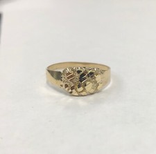 Mens Nugget Oval Ring Real Solid 10K Yellow Gold ALL SIZES Unisex picture