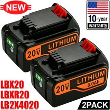 2Pack 20V 8.0AH Lithium Battery for Black Decker 20 Volt LB2X4020 LBX20 LBXR20 picture