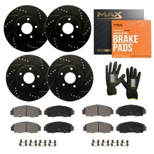 Front & Rear Drilled Slotted Rotors + Pads for 2003-2012 2013 2014 Volvo XC90 picture