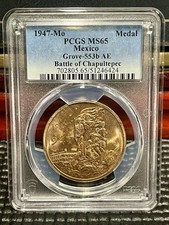 1947-Mo Mexico Battle of Chapultepec Bronze Medal Grove-553b PCGS MS65 Slabbed picture