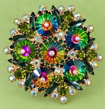 Vtg Juliana D & E Rivioli Margarita Green Navette Large Brooch Verified #1507 picture