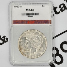 1922-S Peace Dollar AGP MS65 BLAST WHITE Superb GEM BU picture