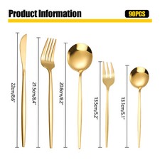 90pcs/Set Tableware Stainless Steel Flatware Utensil Kitchen Spoon Fork Cutlery picture