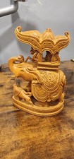 Vintage Hand-Carved Wooden Royal Elephant Figurine – Ambabari Procession Statue picture