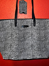 Vera Bradley Retired Midnight Snakeskin Large Zip Tote with Luggage Tag picture