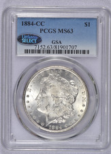 1884-CC MORGAN SILVER DOLLAR PCGS MS63 GSA CHOICE BU CARSON CITY FROSTY WHITE picture