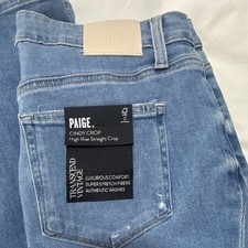 PAIGE Women’s High Rise Straight Cindy Crop Blue Denim Jeans, Regular Size 31 picture