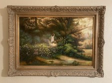 RARE LOOK MID CENTURY PAINTING by Q Suzan LARGE OIL 46”x34” Wildflowers READ picture