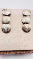 Vintage Quoc Turquoise QT 925 Sterling Triple Disc Dangle Earrings picture