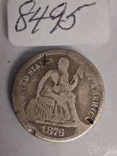 1876 CC SEATED LIBERTY DIME - PLEASE NOTE DETAILS ON OBVERSE SIDE OF COIN - picture