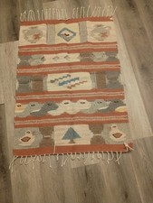 vintage mexican hand woven Rug picture