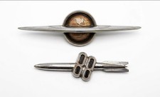1951 1952 1953 Oldsmobile Super 88 Trunk Globe & Rocket Emblem Pair OEM 560070 picture