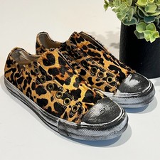 Naughty Monkey Sneakers Women 6 Leopard Pony Hair Distressed Low Top Slip On picture