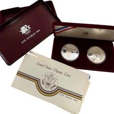 1983 S 1984 S Proof Olympic Silver Dollar 2 Coin US Mint Commemorative Set picture