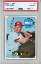 Graded 1969 Topps Pete Rose #120 Baseball Card PSA 4 VG-EX picture