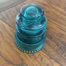 VTG Hemingray-42 Aqua Blue Glass Insulator Telegraph Power Pole Made in USA picture
